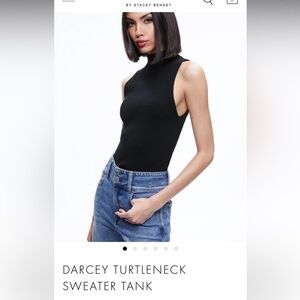 Alice + Olivia Black Darcey Turtleneck Sweater Tank.